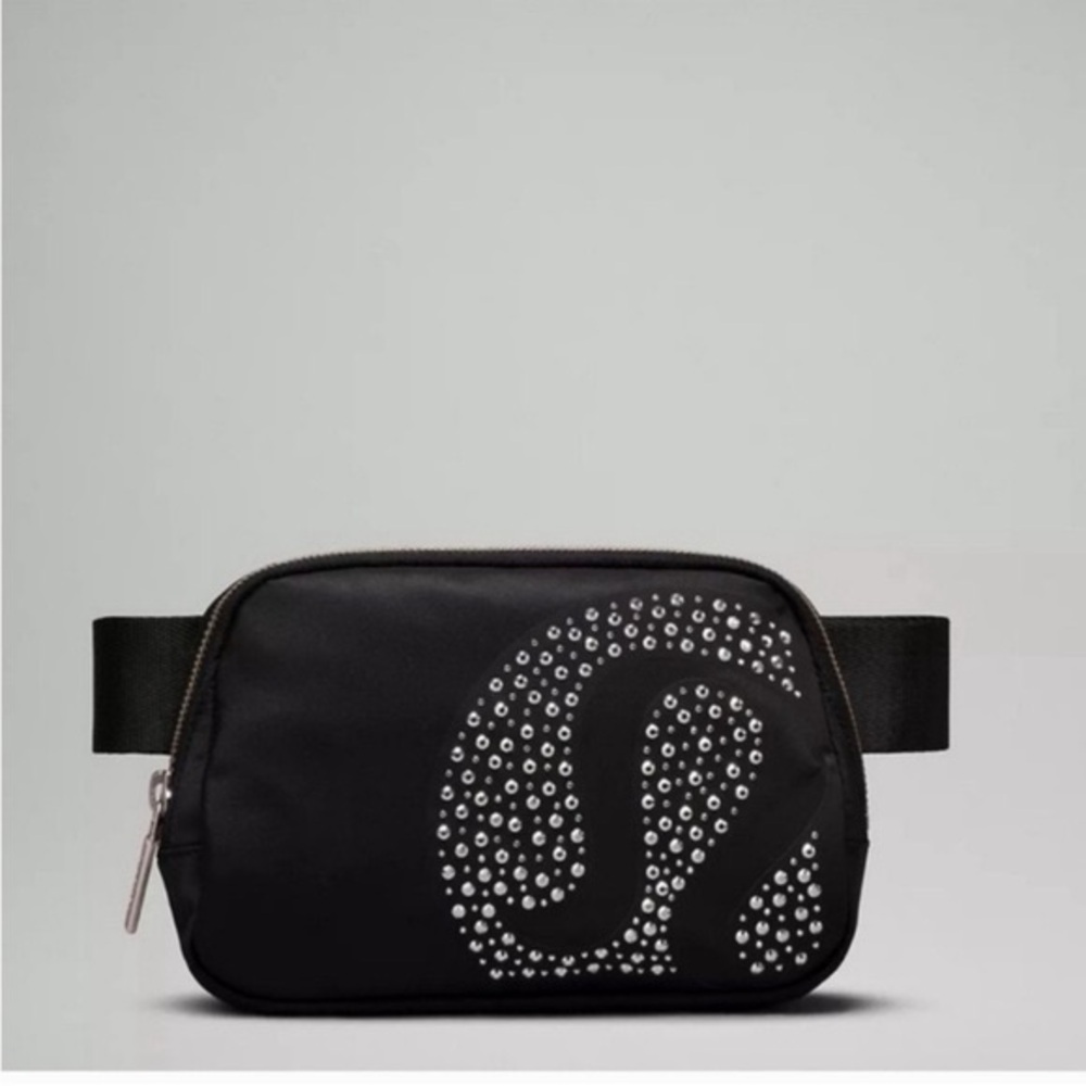 Lululemon Black Belt Bag with Silver Accents
